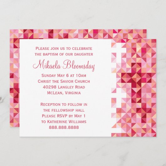 Invitation Filles Baptême Dédication Bébé Première Communion (Devant / Derrière)