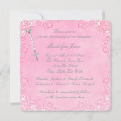 Invitation Filles Baptême Rose et Gris (Dos)