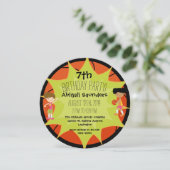 Invitation Filles Basketball Custom Birthday Circle Invitatio (Debout devant)