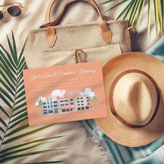 Invitation Fille's Beach Week-end Getaway Anniversaire Bachel