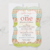 Invitation Fille's Birthday Shabby Rose Cottage Bois rustique (Devant)