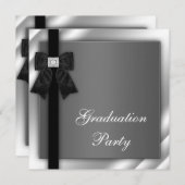 Invitation Filles Black and White Graduation Party (Devant / Derrière)