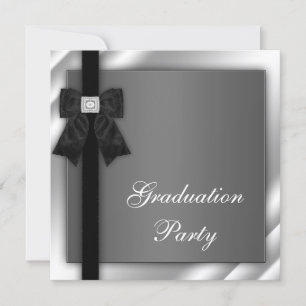 Invitation Filles Black and White Graduation Party