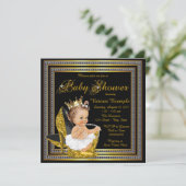 Invitation Filles Black Gold Baby shower haut talon (Debout devant)