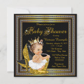 Invitation Filles Black Gold Baby shower haut talon (Devant)