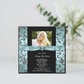 Invitation Filles Bleu Turquoise Photo Diplôme (Debout devant)