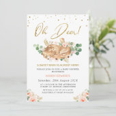 Invitation Filles Blush Floral Oh Deer Deer Baby shower (Debout devant)