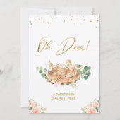 Invitation Filles Blush Floral Oh Deer Deer Baby shower (Dos)