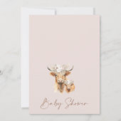 Invitation Filles Boho Arc Floral Highland Baby shower de vac (Dos)