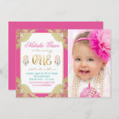 Invitation Filles Boho premier anniversaire (Devant / Derrière)