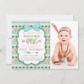 Invitation Filles Boho Tribal 1er anniversaire (Devant)