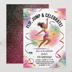 Invitation Filles branchées Gym Gymnastique Fête d'anniversai