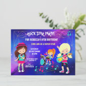 Invitation Filles branchées Rock Pop Star Anniversaire (Debout devant)