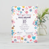 Invitation Filles Cadre floral 10e anniversaire de fête Invit (Debout devant)