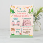Invitation Filles Camping Anniversaire Camp extérieur (Debout devant)