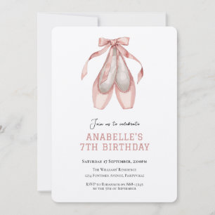 Invitation Filles chaussures de ballet 7e anniversaire