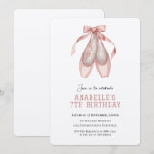 Invitation Filles chaussures de ballet 7e anniversaire (Devant / Derrière)
