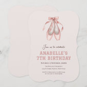 Invitation Filles chaussures de ballet Tout âge - 7e annivers (Devant / Derrière)