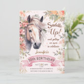 Invitation Filles Cheval 10e anniversaire Floral Selle up (Debout devant)