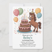 Invitation Filles Cheval 1er Anniversaire (Devant)
