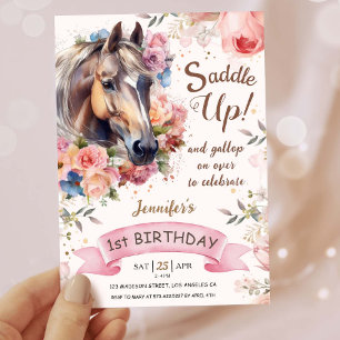 Invitation Filles Cheval 1er Anniversaire Femme De Cheval Sad