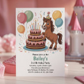 Invitation Filles Cheval 3e fête d'anniversaire