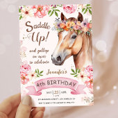 Invitation Filles Cheval 4e anniversaire Saddle Floral Up!