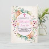 Invitation Filles CHRISTENING et 1er anniversaire Fille Flora (Debout devant)