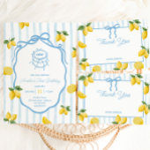 Invitation Filles Citron bleu Amalfi Aquarelle 1er anniversai