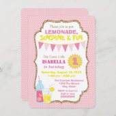 Invitation Filles Citronnade Rose Anniversaire (Devant / Derrière)