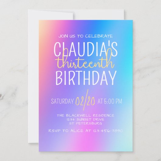 Invitation Filles colorées modernes Anniversaire (Devant)