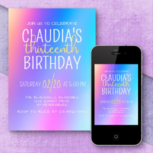 Invitation Filles colorées modernes Anniversaire