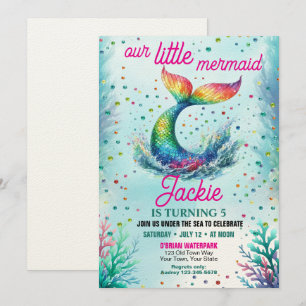 Invitation Filles colorées Notre Petite Sirène Anniversaire