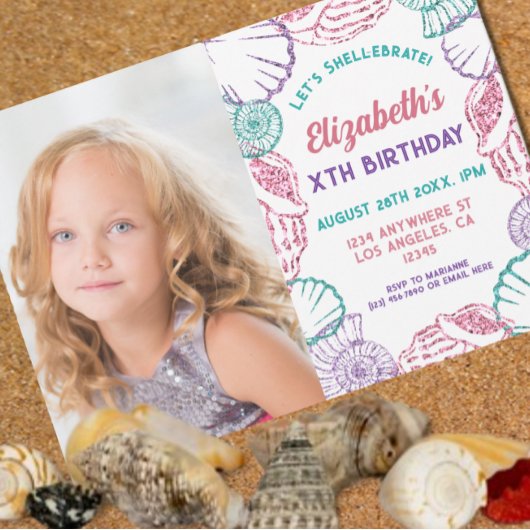 Invitation Filles Coquillages Anniversaire