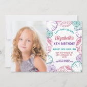 Invitation Filles Coquillages Anniversaire (Devant)