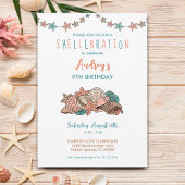 Invitation Filles Coquillages Plage Anniversaire