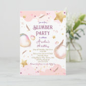 Invitation Filles couchage Pastel Pink Stwood fête d'annivers (Debout devant)