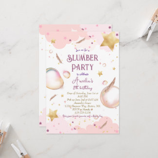 Invitation Filles couchage Pastel Pink Stwood fête d'annivers