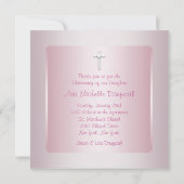 Invitation Filles Croix rose Christening Photo (Dos)