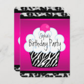 Invitation Filles Cupcake fête d'anniversaire (Devant / Derrière)