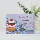 Invitation Filles Cupcake fête d'anniversaire (Debout devant)