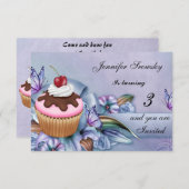 Invitation Filles Cupcake fête d'anniversaire (Devant / Derrière)