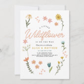 Invitation Filles Cute Boho Fleur sauvage Baby shower Floral (Devant)