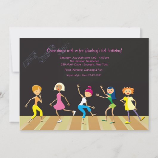 Invitation Filles Dancing Party (Personnalisée) (Devant)
