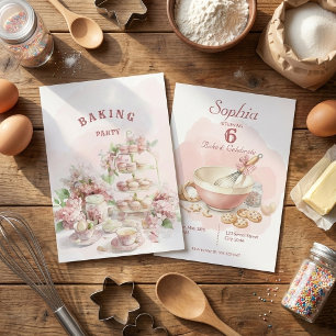 Invitation Filles d'anniversaire de fête de pâtisserie Élég