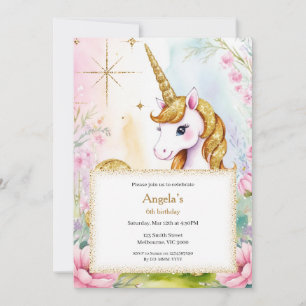 Invitation Filles d'anniversaire Sparkle and Shine Unicorn