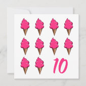 Invitation Filles de 10 ans Anniversaire Crèmes glacées roses (Devant)