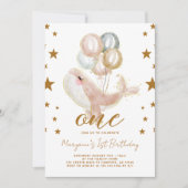 Invitation Filles de baleines magiques 1er anniversaire (Devant)