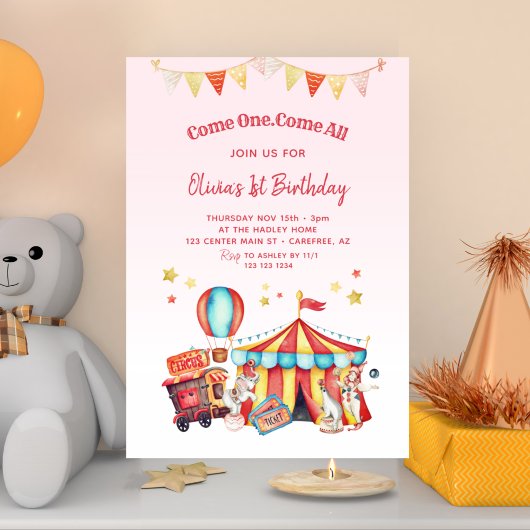 Invitation Filles de Carnaval du Cirque 1er Anniversaire