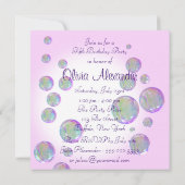 Invitation Filles de carrousel à bulles roses Fête d'annivers (Dos)